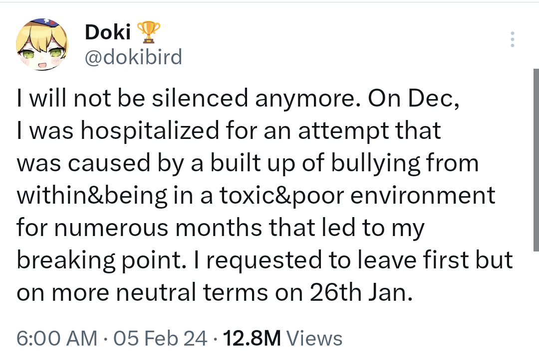 DokiBird's first statement